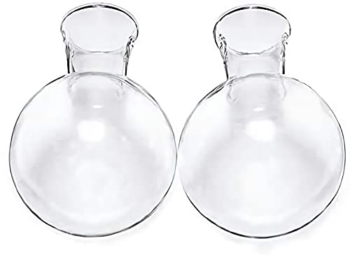 Kingbuy Bulb Glass Vase with Side-Hole (Hole to Hole Opening Dia.: 1.18 in) for Replacement Planter Terrarium with Wooden Stand Accessories Desktop Hydroponics Water Plant Propagation Station, 2 Pack