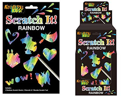 Magic Rainbow Kratzpapier-Kunst-Set für Kinder und Erwachsene, mit Holzstift, Kratzer, Reiseaktivität im Flugzeug oder Auto, großartiger sensorischer Stressabbau, Angst, Autismus, ADHS (2 Stück