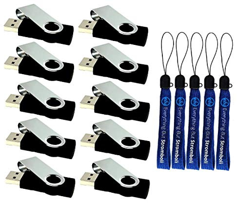 128GB 3.0 USB Flash Drives for Computer, Laptop, Tablet (10 Bulk - Black) 3.0 FlashDrive Ten Pack Bundle with (5) Everything But Stromboli Lanyards