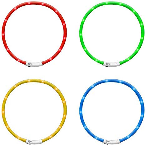 DbKW LED Halsband für Hunde mit KfZ Micro USB Adapter, kürzbar und wiederaufladbar, 3 Leucht-Modis. Leuchtband - Leuchthalsband - Hundebeleuchtung (Gelb)