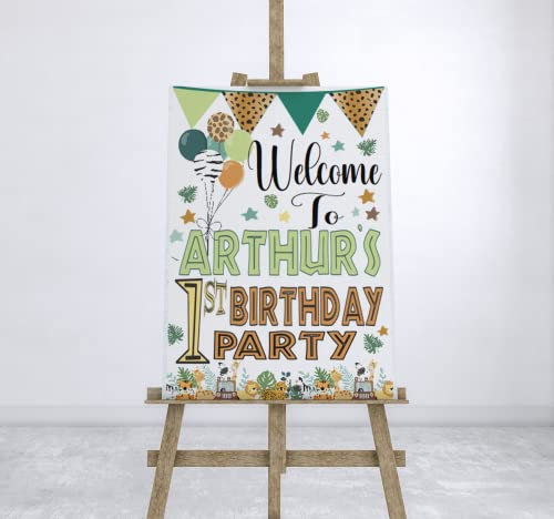 Panneau de bienvenue personnalisable pour 1er anniversaire avec thème de la jungle safari Décorations de fête pour 1er anniversaire Pour 2e 3e 4e 5e Pour garçons ou filles Tailles A4 A3 A2 A1