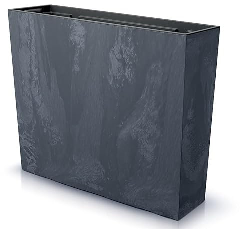 R.G. Blumenkasten Blumentopf Balkonkasten Pflanzkasten Beton Optik Blumenkübel Tower 58cm x 50cm mit Pflanzeinsatz (Anthrazit)