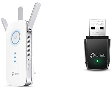 TP-Link Répéteur WiFi AC1750 (RE450) - Amplificateur, Extender, Booster Avec Port Ethernet, Couvre 140㎡ & Clé USB 3.0 AC1300 Mbps - Adaptateur, Dongle Puissant