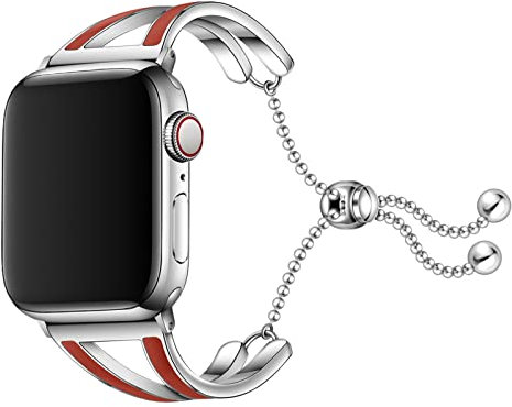 Soyeacrg Kompatibel mit Apple Watch Armband 38mm 40mm 4 mm 42mm 44mm 45mm 49mm,Elegantes Armband im Schmuckstil für Damen, Edelstahl-Metallband für iWatch Series Ultra 8 7 6 5 4 3 2 1SE,D,38/40/41mm