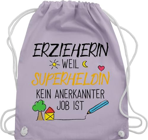 Turnbeutel Rucksack - Taschen - Erzieherin Superheldin - Unisize - Pastell Lila - geschenk erzieherinnen kita stoffbeutel ich bin kindergärtnerin weil tasche betreuerin super erzieherin, danke