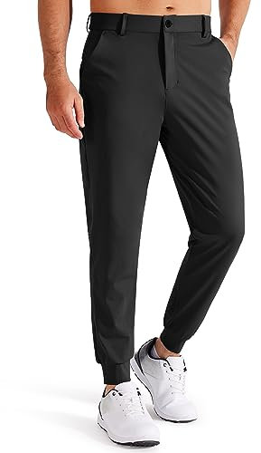 Libin Men's Golf Joggers Stretch Slim Fit Golf Pants Jogging Bowling Outdoor Chino Trousers Sports Running Casual with Pockets, Black M