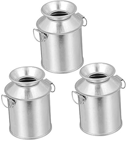 Cabilock 3pcs Vintage Tinplate Flower Buckets Decorative Flower Vases Handles Rustic Plant Containers for Garden and Home Decor