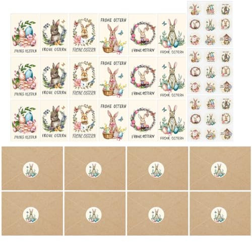 HOODANCOS 1satz Nostalgischen -grußkarten Mit Umschlägen Stickern Dekorative Osterkarten Für Familie Freunde Kollegen Für Feiertagswünsche Segenswünsche