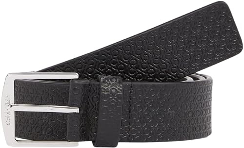 Calvin Klein Herren Gürtel Casual Mono Logo Branding, Schwarz (Ck Black Nano Mono), 120 cm