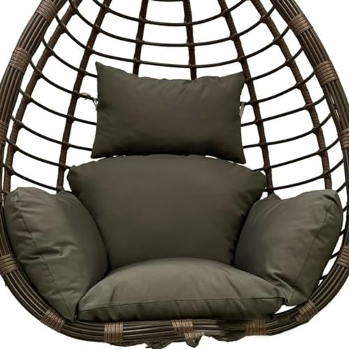 Hängesessel Kissen Outdoor, Wasserdicht Polster Hängekorb, Auflage für Polyrattan/Rattan Hängeschaukel, Schaukel Korb, Nur Schaukelkissen, Dunkelgrau