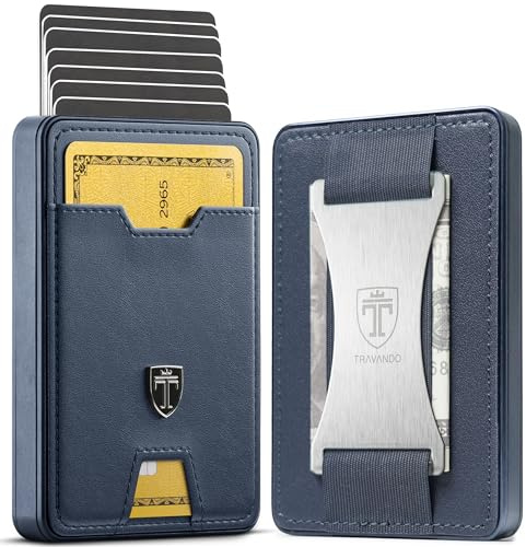 TRAVANDO Swype Slim Wallet für Herren, Metall, RFID-blockierend, Kartenetui, Titanblau, Swype Slim, Kein Airtag*