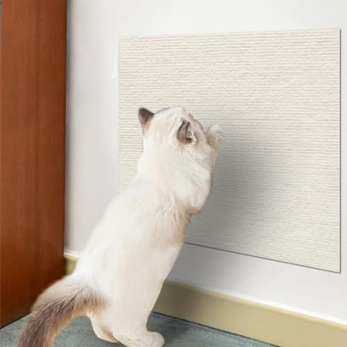 Ueiwffzo Selbstklebende Kratzmatte, Katzen Kratzwand, DIY Katzenkratzbretter, Kratzfolie Katzen Selbstklebend, Kratzschutz Sofa Katze für Türen Wände (40 x 100cm,Beige)