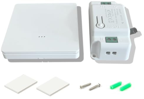 Bkiyougo Interruptor de luz inalámbrico con control remoto - RF433MHz transmisor de radio, interruptor de pared, sin cableado con receptor pequeño para controlar tu luz de forma remota