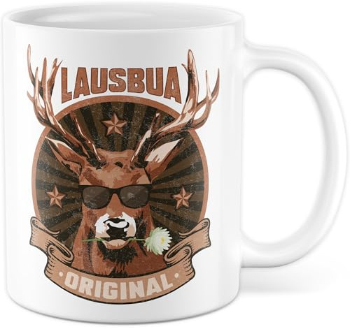 Tasse Bayrisch Geschenk - Lausbua - Original, Kaffeetasse Dialekt Bayern Spruch Humor boarisch, Geschenkidee Geschenke für Männer bayerisch Haferl Bayer Jungs Kaffee-Becher