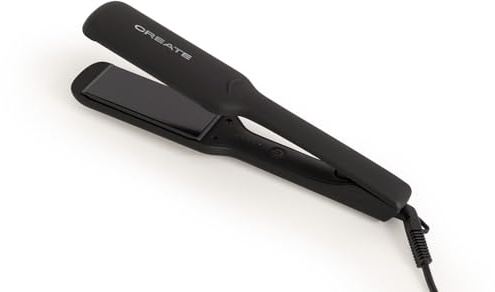 CREATE/CERAMIC STYLER MAX/Piastra per capelli nera con rivestimento in ceramica/Piastre XL, 5 temperature, cavo girevole a 360º, funzione lisciatura e arricciatura, 68W