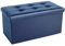 COSYLAND Puff Almacenaje 80L, Banco Almacenaje, Capacidad de Carga 200 kg, Tapizado PVC, Baúl para Dormitorio, Salón, Entrada, Juguetes, Organizador Multifuncional, Plegable, Azul Marino, 76x38x38cm