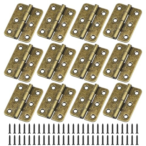 JJWNMLL 12Pcs Scharniere -2 Zoll Antike Bronze Türscharniere für Holz | mit Scharnierschrauben für Home Furniture Hardware Schrank Schrank Tür Schublade Holz Box