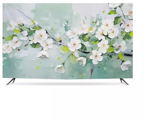Flower Oil Painting TV Cover for 32 86in TV Dust Proof Universal Cover for Indoor Computer/Desktop/Wall Hanging Curved Screen Bedroom/Living Room Home Decoration Color3 80in