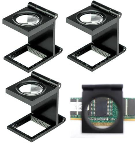 XUZOPIM Lupa Plegable 3 Piezas 8X Con Escala Para Relojero Cuentahilos - Bolsillo Para Textil, Joyería, Óptica, Monedas, Sellos, Lentes Ópticas Acrílicas