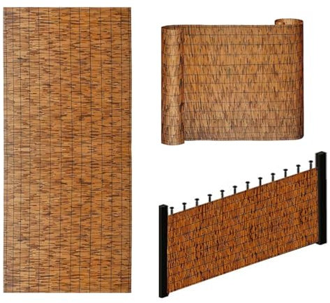 Schilfrohrmatte Bambus Sichtschutz Künstlicher Natürlicher Schilfzaun - Schützt Die Privatsphäre - Balkon Sichtschutzzaun Atmungsaktiver(120x600cm(3.9x19.7FT))