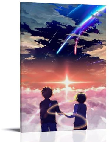 ZCHLATGDE Póster de anime Kimi No Na Wa Your Nam Póster Pintura Decorativa Lienzo Arte de Pared Salón Póster Dormitorio Pintura, Arte de Pared Impresión de Imagen Moderna Decoración de Habitación