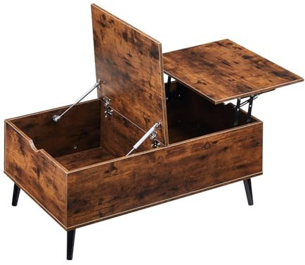TUKAILAi Mesa de Centro Elevable y Extensible, Mesita de Salón o Comedor Moderna 100 * 60 * 40cm, Mesa Cafe con Compartimento de Almacenamiento Elevable para Salón Comedor Recepción (Marrón Oscuro)