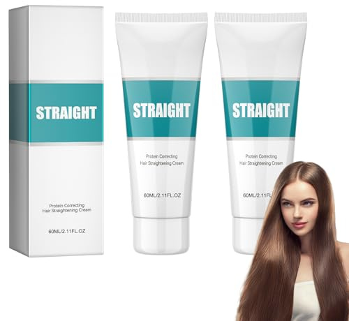 Hppsctink 2pcs Crema Stirante per Capelli, Crema lisciante per capelli correttiva alle proteine, Lisciare i Capelli Crespi, Riparazione dei Capelli, 2pcs*60ml,shampoo