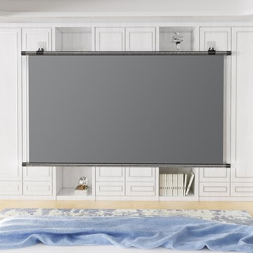 HD film skärm stöd främre bakre projektion, hängande design projektor filmskärmar, infällbar projektionsskärm, för bakgårdsfilmkväll (152 cm (6:9))