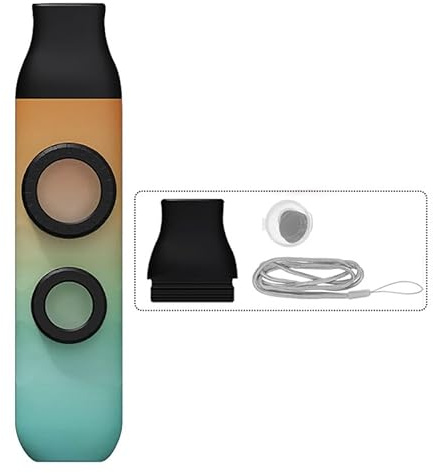 Double Hole Kazoo mit verstellbarem Ton Flötenmembranen und Lanyards, für Gitarre, Ukulele, Violine, Klavier, Keyboard, Mini Kazoo Musikinstrumente (Grün-orange)