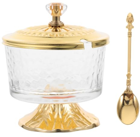 NOLITOY Sucrier Verre Transparent avec Couvercle et Cuillère Pot pour Épices et Condiments Bocal de Rangement Robuste pour Cuisine et Salon Set Élégant pour Sucre Sel et Assaisonnements