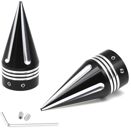 ONETEN CNC 3.6inch Front Axle Nut Covers Caps for Harley Davidson Street Road Electra Tri Glide Touring Road King Sportster Softail Fat Boy Dyna 2002-2024 Aluminum (Black)