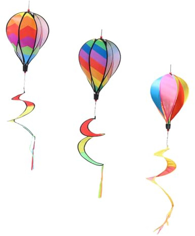 Toyvian Lot De 3 Décorations Moulin à Vent Montgolfière Colorée en Spirale pour Jardin Extérieur Déco Suspendue Effets Visuels Attractifs Résistantes