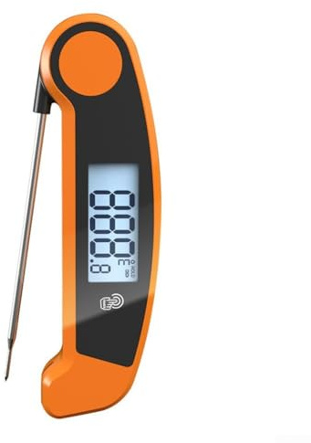 Termometro digitale da cucina, con sonda pieghevole, lettura istantanea, termometro per carne con LCD retroilluminato, impermeabile, in acciaio inox, strumento da cucina per cottura al forno