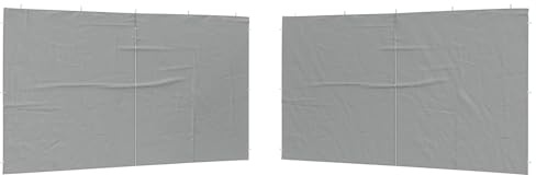 Lot de 2 Parois Latérale pour Tonnelle, Panneaux Latéraux pour Pavillon 2 pcs Gris Clair 400x195 cm PE et Acier