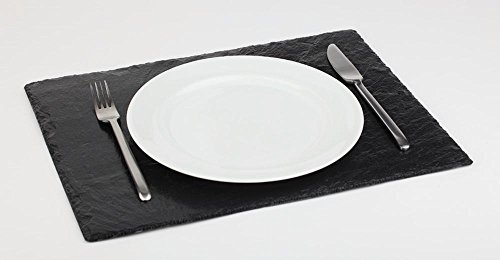 APS 996 Plateau en ardoise naturelle, 45 x 30 cm, épaisseur 6-9 mm, patins pour protéger les meubles