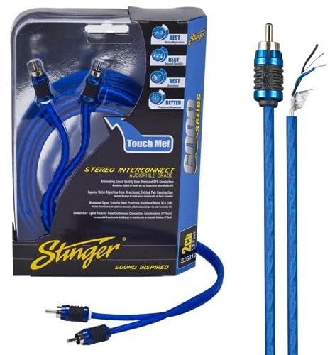 Stinger 17 Feet 2-Channel Hyper-Flex RCA Interconnect, Shielded Directional to Protect Against Interference, Stereo Interconnects, OFC Copper Audio Cable, SI6217