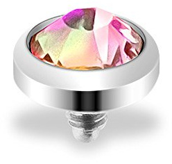 Taffstyle® Dermal Anchor Piercing Aufsatz Kugel Kristall Ball Flach / 4mm - Rainbow