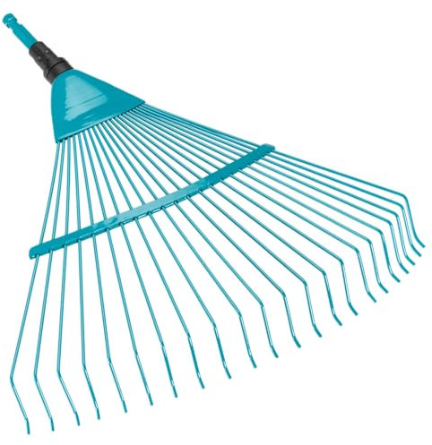Gardena combisystem-Drahtbesen: Fächerbesen zum Säubern und Lüften von vermoosten Rasenflächen, mit robusten Drahtzinken, Duroplast beschichtet, Arbeitsbreite 50 cm (3100-20)