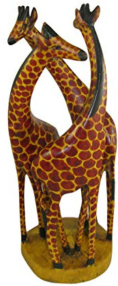 TFTC Afrikansk giraff cirkel – trägiraff snideri i trä – 32 cm