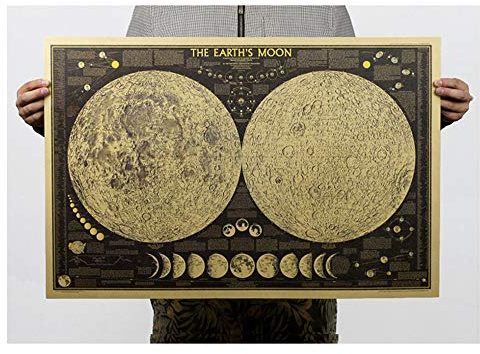 ufengke Retro Moon Phase Poster Kraft Wall Murals, Living Room Bedroom Removable
