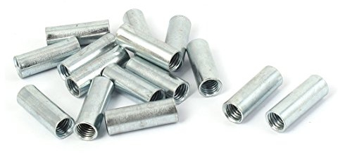 Sourcingmap M10 Threaded Rod Bar Stud Round Coupling Connector Nuts Silver Tone 15 Pcs