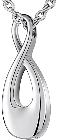 Beydodo Asche Kette zum Befüllen, Urnen Halskette Edelstahl mit Unendlichkeit Anhänger Charm, Gedenkanhänger Urnen Kette Damen 50CM für Asche Silber Gold Rosegold