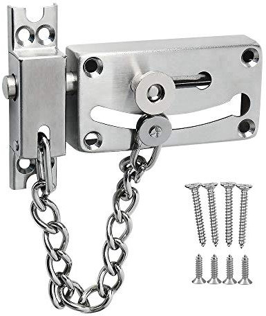YUOIP® Door Lock Gate Bolt Door Chains Stainless Steel Latches Safety Door Lock with Anti Theft Chain