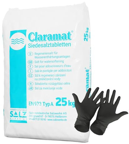Paradies Pool GmbH Claramat Pastiglie di sale evaporato, 25 kg, compresse di sale rigenerante sotto vuoto