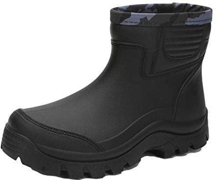 Men's Deck Boots Waterproof Ankle Rain Boots Black 40-250mm-7.5US