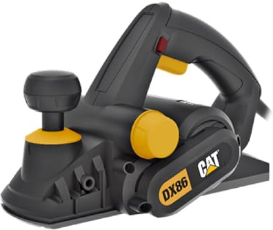 CAT DX86 82mm Hobelmaschine 900W, 16000 U/min, 3mm Schnitttiefe, beidseitiger Spanauswurf, Mikro-Tiefenverstellung, V-Nut-Aluminiumfußplatte | CAT 82mm Hobelmaschine 900W, 16000 U/min, 3mm Schnitttiefe, beidseitiger Spanauswurf und Mikro-Tiefenverstellung