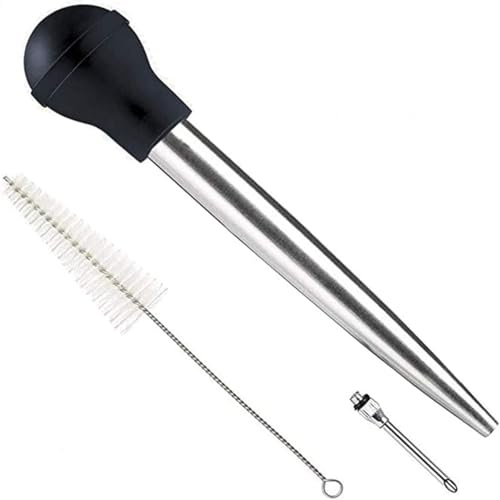 Siringa in acciaio inox Turchia Baster, ago iniettore di sapore, con spazzola di pulizia, facile da pulire, lampadina di gomma