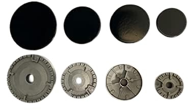 SET 4 bruciatori + 4 piattelli in ghisa smaltati lisci (no originali adattabili di altissima qualità) BN IK 8 COMPATIBILI CON FRANKE ARISTON GLEM GAS BEKO e altre marche ATTUALI E DATATI.