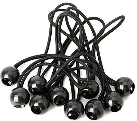 Bungee Cords with Balls, 36 Pcs Heavy Duty Bungee Cords, 7 inch Elastic Bungee Cord & Tarpaulin Bungee Balls for Outdoor Camping Tents Cargo Banner Pavilions Holder Flag Poles Boating (Black)