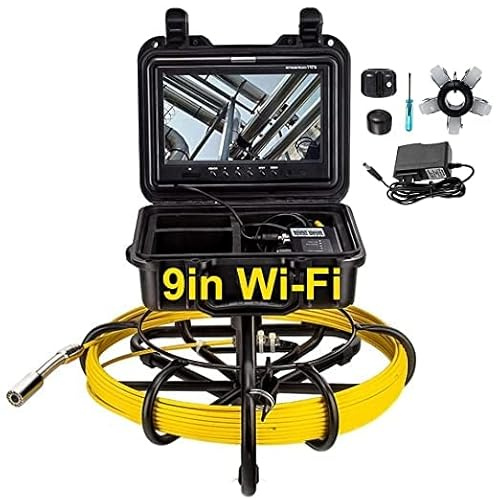 Endoskopkamera 66/164/100m Rohrkamera 7/9 Zoll LCD Monitor 4500mAh Kanal HVAC 1000TVL CCD Borescope Kanalisationskamera Wasserdicht IP68 Pipeline Inspektion Snake Cam (20/50/100M) (30M, 9 Zoll Wi-Fi)